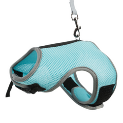 Miękkie szelki dla dużych królików ze smyczą, 25–40 cm, 1.20 m Turkusowe - Producent: Trixie | Elastyczna smycz 120 cm w zestawie | Zapięcia na rzepy | Dodatkowy zatrzask | Regulowane