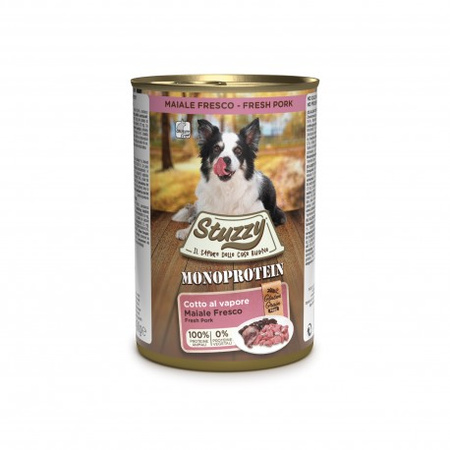 STUZZY PIES MONOPROTEIN Wieprzowina 400g - Lekkostrawna Karma Gotowana na Parze dla Dorosłych Psów