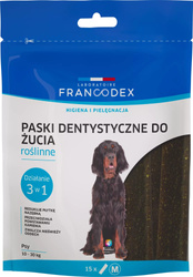 Laboratoire Francodex ROŚLINNE PASKI DO GRYZIENIA na kamień i nieświeży oddech. Roślinne, hipoalergiczne dla psów 10-30kg, 15 szt.