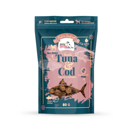 Syta Micha Fish & Seafood Przysmaki z dorsza i tuńczyka – 100% naturalne, hipoalergiczne wsparcie zdrowia psa