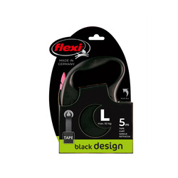FLEXI Smycz automatyczna Black Design L Taśma 5m Elegancka z Możliwością Rozbudowy dla Psa do 50kg Różowa