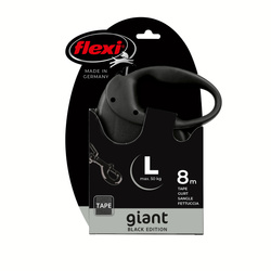 FLEXI GIANT L Black Edition 8m Taśma - Automatyczna Smycz dla Dużych i Porywczych Psów do 50 kg z Antypoślizgowym Uchwytem.