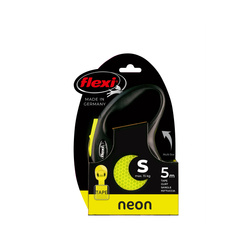 FLEXI New Classic Neon S – Automatyczna Smycz Taśmowa 5m dla Psów do 15 kg z Opatentowanym Systemem i Zwiększoną Widocznością Nocą