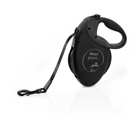 FLEXI GIANT L Black Edition 8m Taśma - Automatyczna Smycz dla Dużych i Porywczych Psów do 50 kg z Antypoślizgowym Uchwytem.
