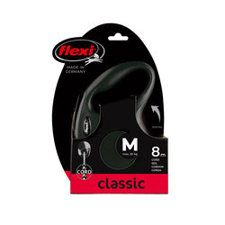 FLEXI Smycz automatyczna NEW CLASSIC M 8m linka czarna z opatentowanym systemem kontroli dla psów do 20 kg