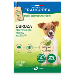 FRANCODEX obroża naturalna przeciw pchłom i kleszczom dla psów do 10kg 35cm