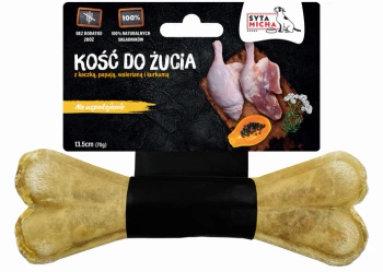 Syta Micha Funkcyjna Kość do Żucia z Kaczką, Papają, Walerianą i Kurkumą – Naturalny Gryzak Uspokajający dla Psów Każdego Gabarytu