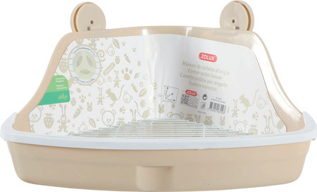 ZOLUX Toaleta Narożna Kryta dla Gryzonia - Higieniczna i Oszczędzająca Miejsce, z Ruchomą Kratką, 32x25x15 cm