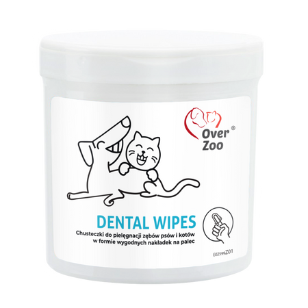DENTAL WIPES Chusteczki do Pielęgnacji Zębów i Dziąseł z Argininą i Miętą – Wygodne Nakładki na Palec dla Psów i Kotów, 50 szt.