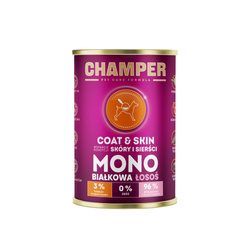 Zestaw 12 x Champer Pet Care Formula 400g - Monobiałkowa Karma dla Psów z Łososiem, Bez Zbóż, Wspiera Skórę i Sierść, Fitobiotyki