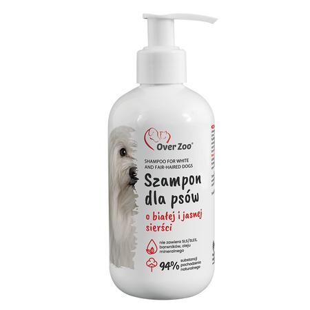 Naturalny Szampon Rozjaśniający dla Psów z Białej i Jasnej Sierści, z Proteinami Kaszmiru i Ekstraktem z Cytryny.