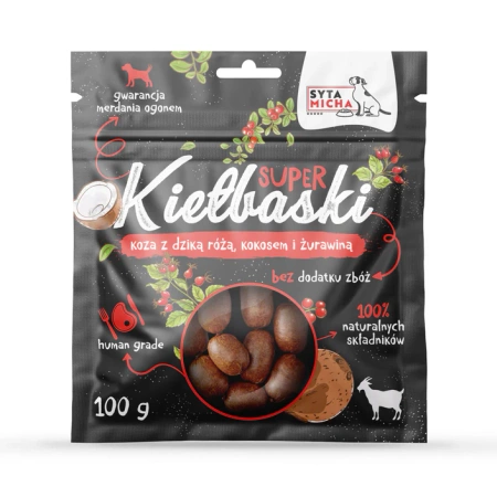 Syta Micha SUPER Kiełbaski 100% Naturalne z Kozą i Superfoods dla Psa Alergika