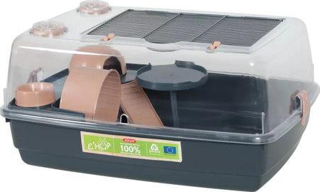 ZOLUX Klatka dla Chomika EHOP Ekologiczna z Podstawą z Recyklingu 100%, Nowoczesny Design Antracyt/Róż, 55cm