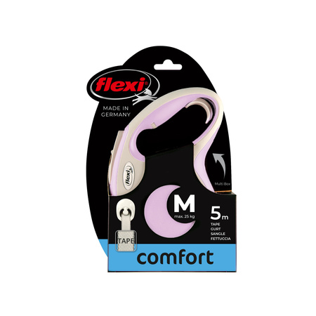 FLEXI New Comfort Automatyczna Smycz dla Psa M Taśmowa 5m – Komfort i Bezpieczeństwo na Każdą Przygodę Różowa