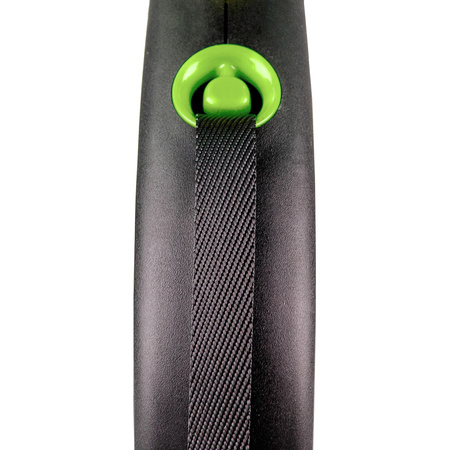 FLEXI Smycz automatyczna Black Design L taśmowa zielona 5m dla psa do 50kg z możliwością rozbudowy