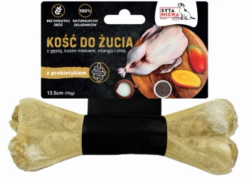 Syta Micha Funkcyjna Kość do Żucia z Probiotykiem i Kozim Mlekiem – Gęś, Mango & Chia dla Psa