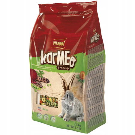 KARMEO PREMIUM KARMA PEŁNOPORCJOWA DLA KRÓLIKA 2,5KG - Marka: Vitapol | Polski produkt | Źródło wielu witamin | Opakowanie 2,5 kg