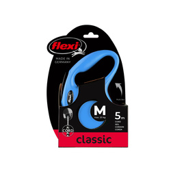FLEXI Smycz automatyczna NEW CLASSIC M 5m niebieska linka dla psa do 20kg – patentowana technologia dla komfortu i bezpieczeństwa