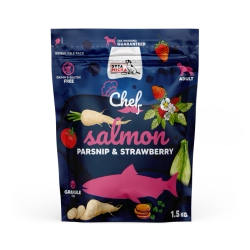 Syta Micha Karma sucha dla dorosłego psa - Bezzbożowa z 60% rybami, Omega-3, Łosoś, pasternak i truskawka.
