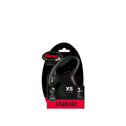 FLEXI NEW CLASSIC Smycz Automatyczna Taśmowa XS 3m Czarna – Oryginalna Jakość i Komfort dla Psów do 12 kg.