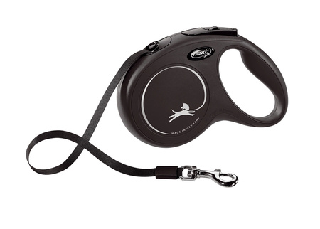 FLEXI NEW CLASSIC Smycz Automatyczna Taśmowa XS 3m Czarna – Oryginalna Jakość i Komfort dla Psów do 12 kg.