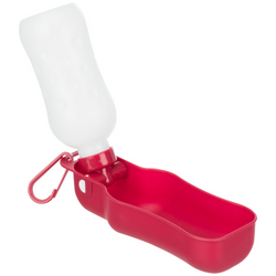 BUTELKA Z MISKĄ 250ml PLASTIKOWA czerwona - Marka: Trixie | Dodatkowy karabińczyk | Składana | Pojemność 250 ml