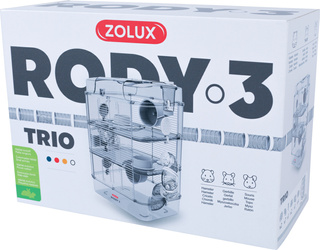 ZOLUX Klatka RODY3 TRIO – Trzypoziomowa modułowa przestrzeń dla chomika i myszki, biała, z akcesoriami.