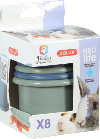 ZOLUX Neolife Zestaw 8 Kubeczków na Przysmaki – Intelektualna Stymulacja i Budowanie Więzi dla Królików i Kawii Domowych, Zatwierdzone przez Weterynarza