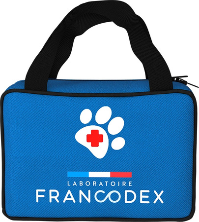 FRANCODEX Apteczka Pierwszej Pomocy dla Zwierząt – Kompletny, mobilny zestaw 21 elementów w kosmetyczce, idealny dla psów i kotów.