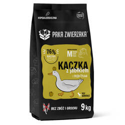 Karma Dla Psa "Kaczka i Jabłko" Groszki S 9kg - Producent: Paka Zwierzaka | 76% Mięsa, Oleju i Ziół | Bez Zbóż | Hipoalergiczna