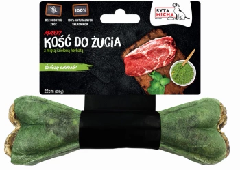 Syta Micha Funkcyjna Kość do Żucia na Świeży Oddech i Zdrowe Zęby z Chlorofiliną oraz Miętą dla Psów Średnich i Dużych 22cm