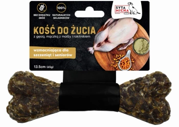 Syta Micha Funkcyjna Kość do Żucia dla Psa – Wzmacniająca z Gęsią, Małżą, Rokitnikiem i Witaminami dla Szczeniąt i Seniorów 13,5 cm
