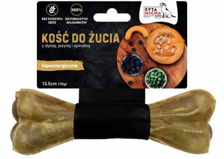 Syta Micha Funkcyjna Kość do Żucia Hipoalergiczna z Koniną, Dynią, Jeżynami i Spiruliną – Idealna dla Wrażliwych Psów 13,5cm