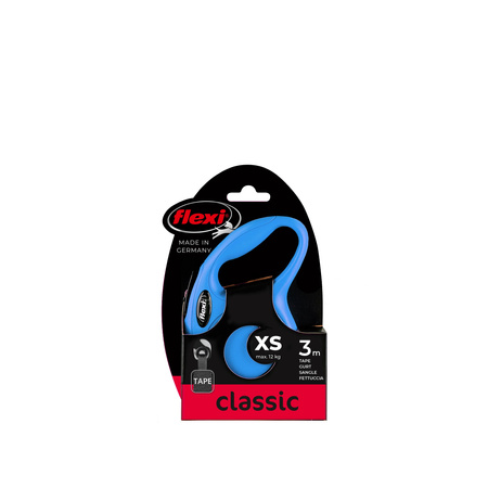 FLEXI Smycz automatyczna NEW CLASSIC XS 3m niebieska – Niezawodna taśma dla małych psów do 12kg z opatentowanym systemem