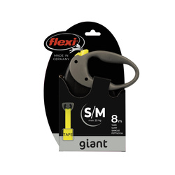 FLEXI Smycz Automatyczna GIANT NEON M 8m Taśma Odblaskowa Żółta – Maksymalne Bezpieczeństwo Nocą dla Psów do 25 kg.