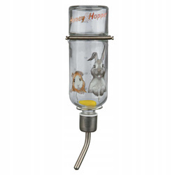 POIDŁO DLA GRYZONI, SZKLANE 250 ml - Producent: Trixie | Szklane | Zawór kulkowy | Odporne na gryzienie | Sprężynowy uchwyt i druciana zawieszka | Pojemność 250 ml