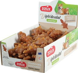 ZOLUX DIPLODENTAL M – Dentystyczny Przysmak z Wapniem dla Psów Powyżej 10 kg – Wsparcie Jamy Ustnej i Kości, Kształt Dinozaura, 56 szt.