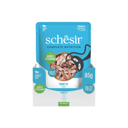 Schesir Cat & Balance Tuńczyk Filety w Galaretce 100% Naturalne Pełnoporcjowe dla Dorosłych Kotów 85g