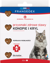 FRANCODEX Przysmak dla Kota na Zdrowe Stawy i Mobilność z Krylem i Olejem Konopnym – Miękkie Serduszka.