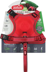ZOLUX Szelki Easyride z Zintegrowaną Automatyczną Smyczą - Oddychające, Odblaskowe, Rozmiar L (Czerwone) dla Dużego Psa