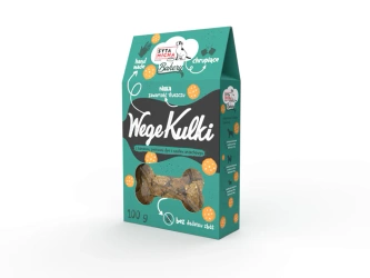 Syta Micha BAKERY Vege kulki – Naturalne, hipoalergiczne smakołyki z bananem, pestkami dyni i masłem orzechowym dla psów z alergiami