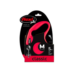 FLEXI Smycz automatyczna NEW CLASSIC M 5m Czerwona linka z opatentowanym systemem – komfort i kontrola dla psów do 20kg