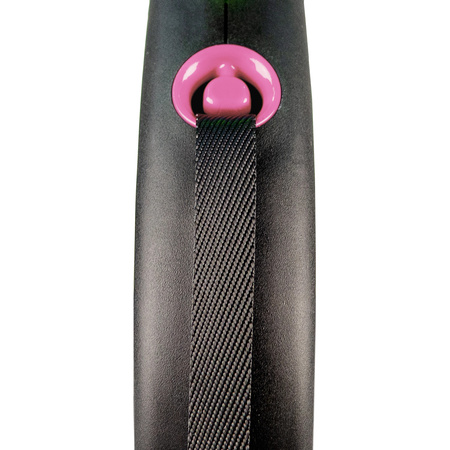 FLEXI Smycz automatyczna Black Design L Taśma 5m Elegancka z Możliwością Rozbudowy dla Psa do 50kg Różowa