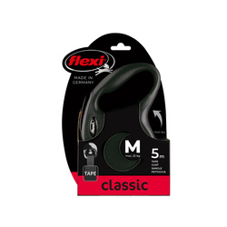 FLEXI Smycz Automatyczna NEW CLASSIC M 5m – Taśma Czarna dla Psa do 25kg z Opatentowanym Systemem Wycofania