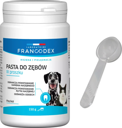Laboratoire Francodex Pasta do Zębów w Proszku - Redukcja Płytki i Kamienia Nazębnego z Algami Morskimi i Ziołami dla Psów i Kotów