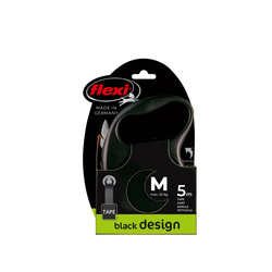 FLEXI Smycz automatyczna Black Design M 5m taśmowa – idealna dla psa do 25 kg, z możliwością rozbudowy akcesoriów
