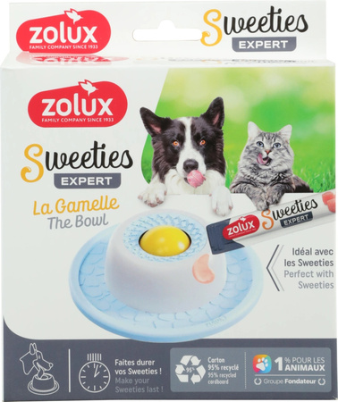 ZOLUX Miska spowalniająca SWEETIES dla psów – Innowacyjne spowalnianie jedzenia i stymulacja, trwała, niebieska