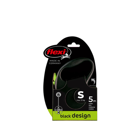 FLEXI Smycz Automatyczna Black Design S Linka 5m – Stylowa, Ergonomiczna dla Psów do 12kg, z Miejscem na Akcesoria