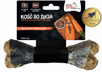Syta Micha Kość do Żucia Funkcyjna dla Psa - Lśniąca Sierść i Zdrowa Skóra z Łososiem i Siemieniem Lnianym, Gryzak Naturalny 13,5 cm