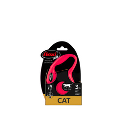 FLEXI Smycz automatyczna NEW CLASSIC CAT XS – Opatentowany System, Czerwona, Linka 3m dla Małych Zwierząt do 8kg